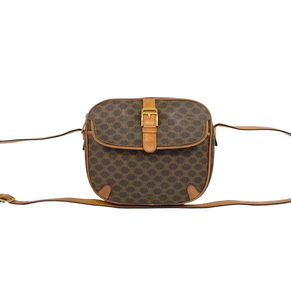 CELINE Vintage Macadam Blazon Pattern Leather Shoulder Bag/Pochette/Sacoche, ...